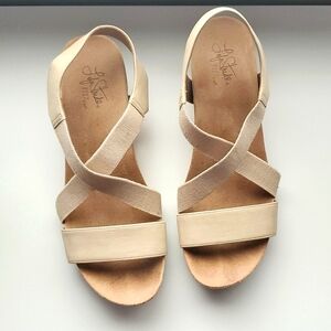 Lifestride Tan Cork Wedge Heels